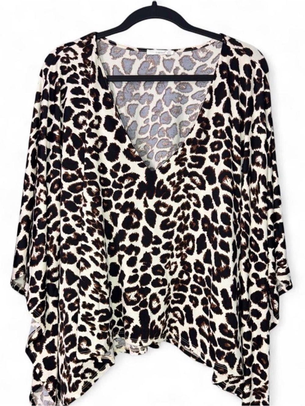 Timing Leopard Print V-Neck Tunic - Cream, Black, Brown